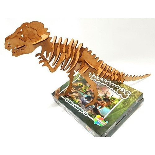 Brinquedo 3d Dinossauro T- Rex 27 Peças Madeira Para Montar